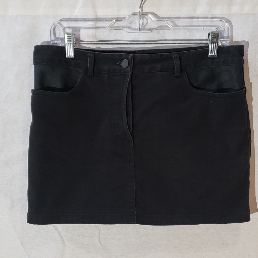 T Alexander Wang Denim/Leather Mini Skirt